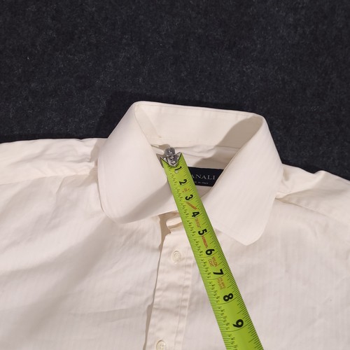 Canali Button Up Shirt Mens 41-16 Ivory Long Sleeve French Cuff Made In Italy - Picture 9 of 16