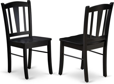 Set of 2 Black Slat Back Wood Seat Dining Chairs for Kitchen - Dublin Style