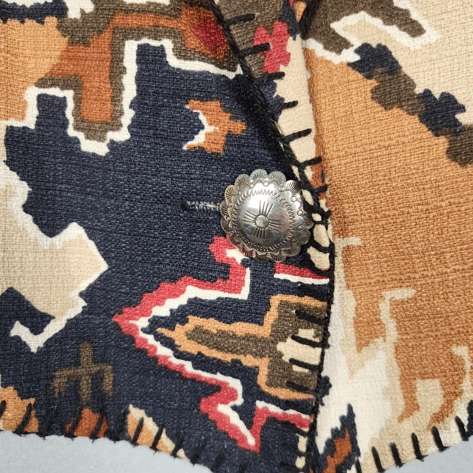 Jaqueta Mesa Vintage Prata Feminina Média Sudoeste Asteca Blazer Concho Anos 90 - Imagem 4 de 4