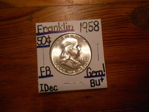 1958 silver Franklin Half Dollar GEM BU+ SUPERB!!! PQ!!! FBL!!! EYE APPEAL+++++