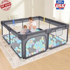 Playpen 50" 50" Safe Anti-Fall Play Yard W/ Breathable Mesh Kids Activity Center