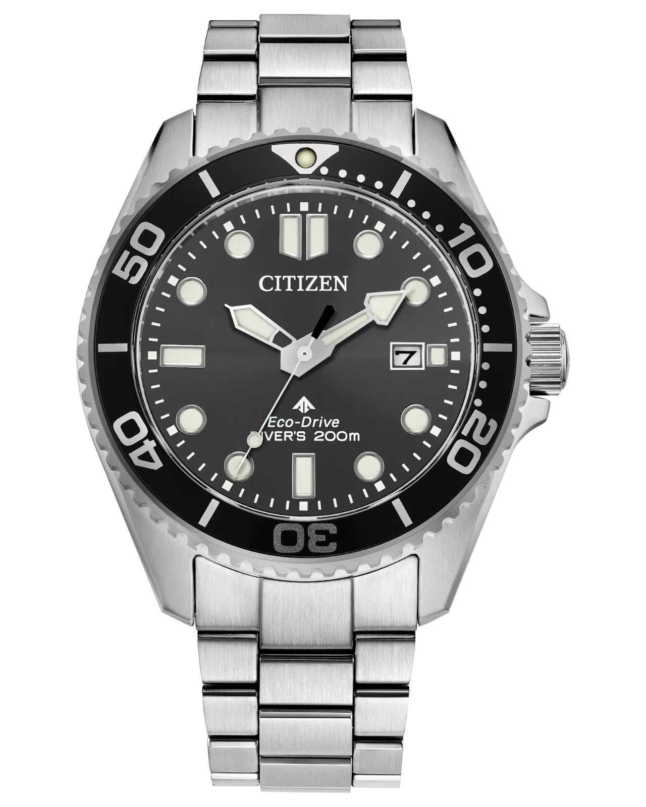 Citizen Men's Dive Date Window Silver Eco-Drive Watch 41MM BN0261-51E