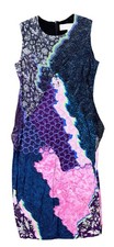 Peter Pilotto Purple Pink Colorful Abstract Print Sheath Shift Dress (40x15)