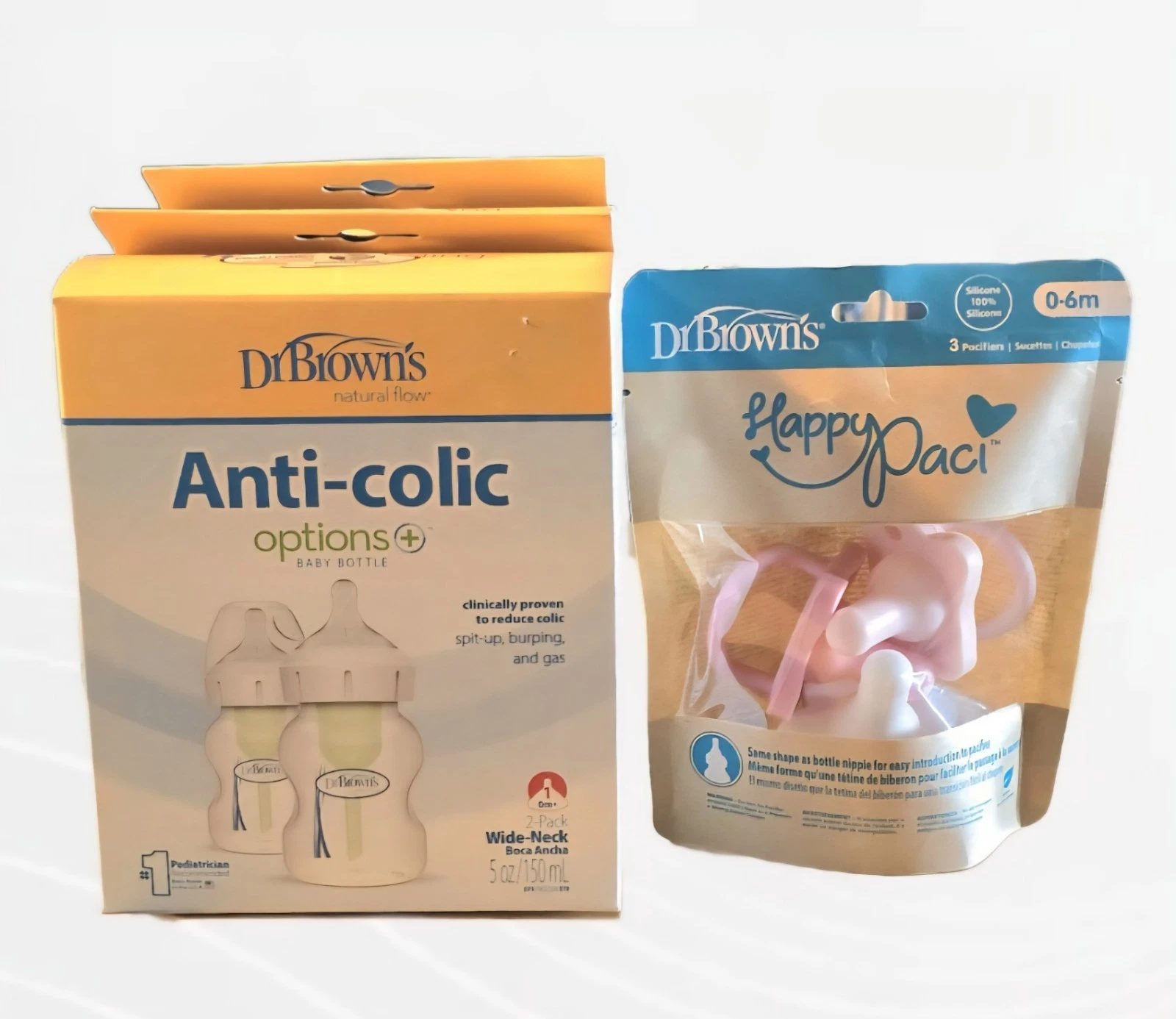 Dr. Brown's Anti-Colic Options+ Baby Bottles, 2 Boxes, 2-5 oz Narrow Neck 0m
