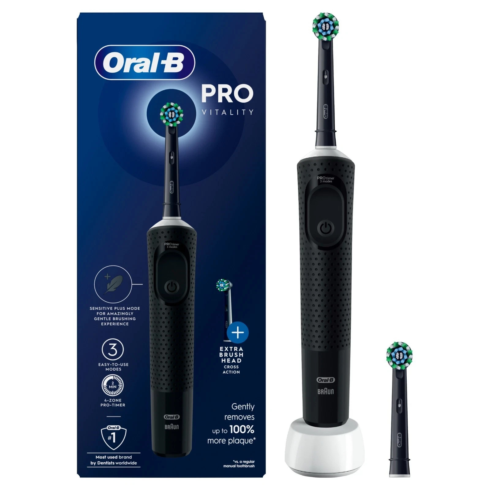 Oral-B: Vitality Pro Deep Clean Edition. Black. One brush head. Box opened/worn. - Image 7