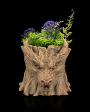 Dragon Tree Stump Planter – 3D Printed Fantasy Succulent Pot