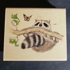 UPTOWN Current CRITTERS Rubber Stamp NEWS Barney RACCOON & BUTTERFLLY Friend