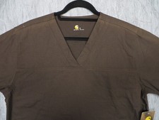 NWT Carhartt Medical Scrub Top Womens Small Brown Ripstop V Neck Uniform