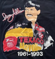 Vintage Davey Allison Single Stitch T-Shirt Texaco Havoline NASCAR 1993 USA XL