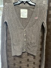 Hollister Y2K Vintage Brown CableKnit Cardiga...