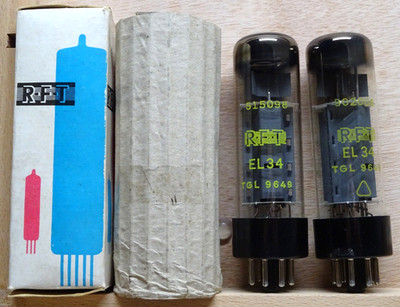 Pair: RFT EL34 | über 100 %   O - Getter | NOS Röhren Tubes Tube 6CA7