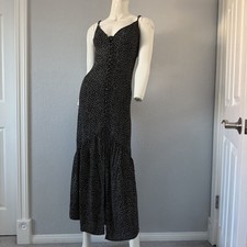 Flynn Skye Rosalyn Maxi Dress Black Polka Dot Boho Backless Button Front Medium