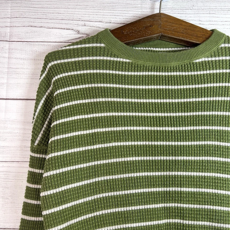 Camisa térmica de manga larga tejida gofre a rayas verdes REI para mujer talla S Foto 3 de 4