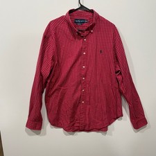 Ralph Lauren Classic Fit Mens XXL Red Plaid Button Down Shirt Pony Holidays VTG