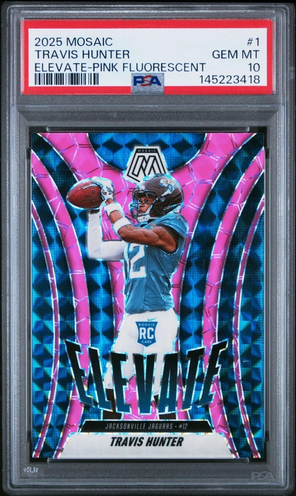 Travis Hunter Panini Mosaic Elevate #1 Pink Fluorescent