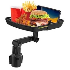 Larger Cup Holder Tray, 10 inch Car Food Tray for Eating, Detachable 3 in 1