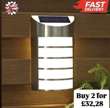 SOLAR AUTOMATIC SENSORS SECURITY LIGHT OUTDOOR SILVER WALL MOUNTED GARDEN LAMP