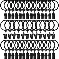 40 Pack Curtain Rings with Clips, Drapery Clips with Rings, Drapes Rings 1.26 in