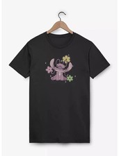 Disney Lilo Stitch Angel Flowers T-Shirt Size S - 5XL