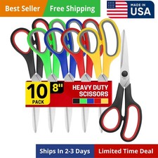 8" Pack All Purpose Heavy Duty Scissors- Comfort-Grip Sharp Scissors for Offi...