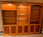 VTG HANDMADE HANDCRAFTED SOLID OAK & WALNUT 3 PIECE WALL UNIT LIGHTED 89X18X74" — photo 1