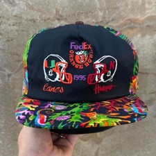 Vintage 90s Nebraska Husker Vs Miami Hurricanes FedEx Orange Bowl Ocean Snapback