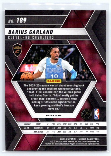 2024-25 Panini Mosaic #189 Darius Garland Reactive Yellow Mosaic Cavaliers - Picture 2 of 2