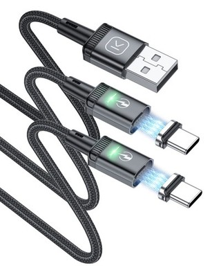 Kuulaa Magnetic USB C Cable 2 Pack 6ft/6ft 3A Fast Charging USB Type C Charge...