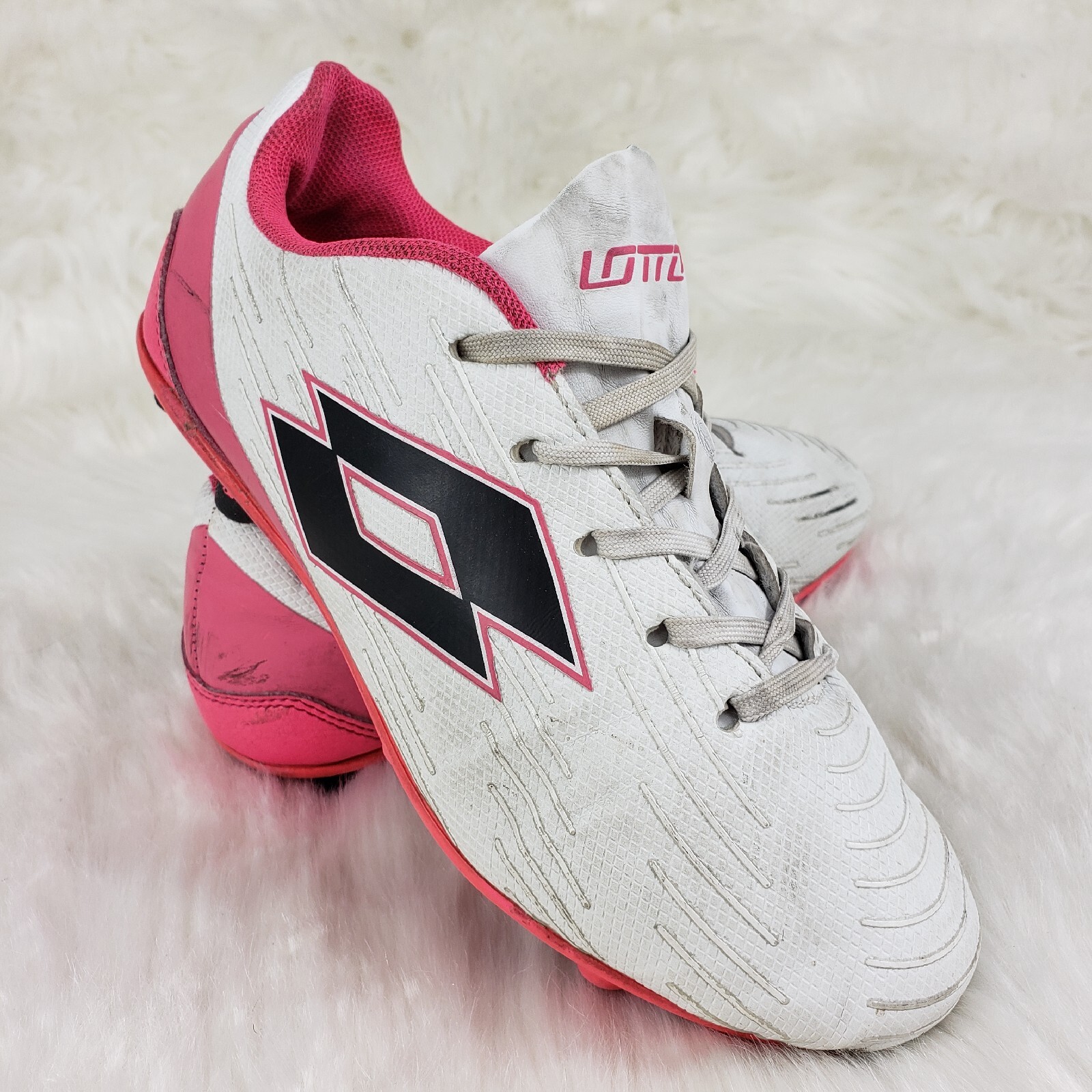Scarpe tacchetti calcio LOTTO neopolitane bianche rosa misura giovanile 3 5W
