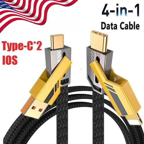 4-in-1 USB TYPE C 6FT Cable 65W Fast Charging For iPhone 16 Pro Max 16Plus 16 15 - Picture 2 of 21