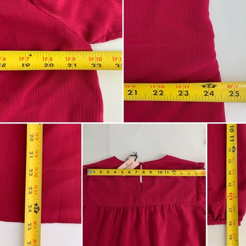 JUICY COUTURE Top Size L Blouse Shirt TAGS ON Sangria Red Long Sleeve Ruffle - Picture 10 of 17