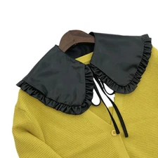 Women Ribbon Detachable Faux Leather Fake Collar Neck Lapel Half Shirt Choker