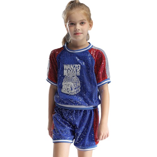 Kids Girls Jazz Clothing Dance Performance Outfit Modern 2 Pcs Contrast Color - Picture 18 of 37