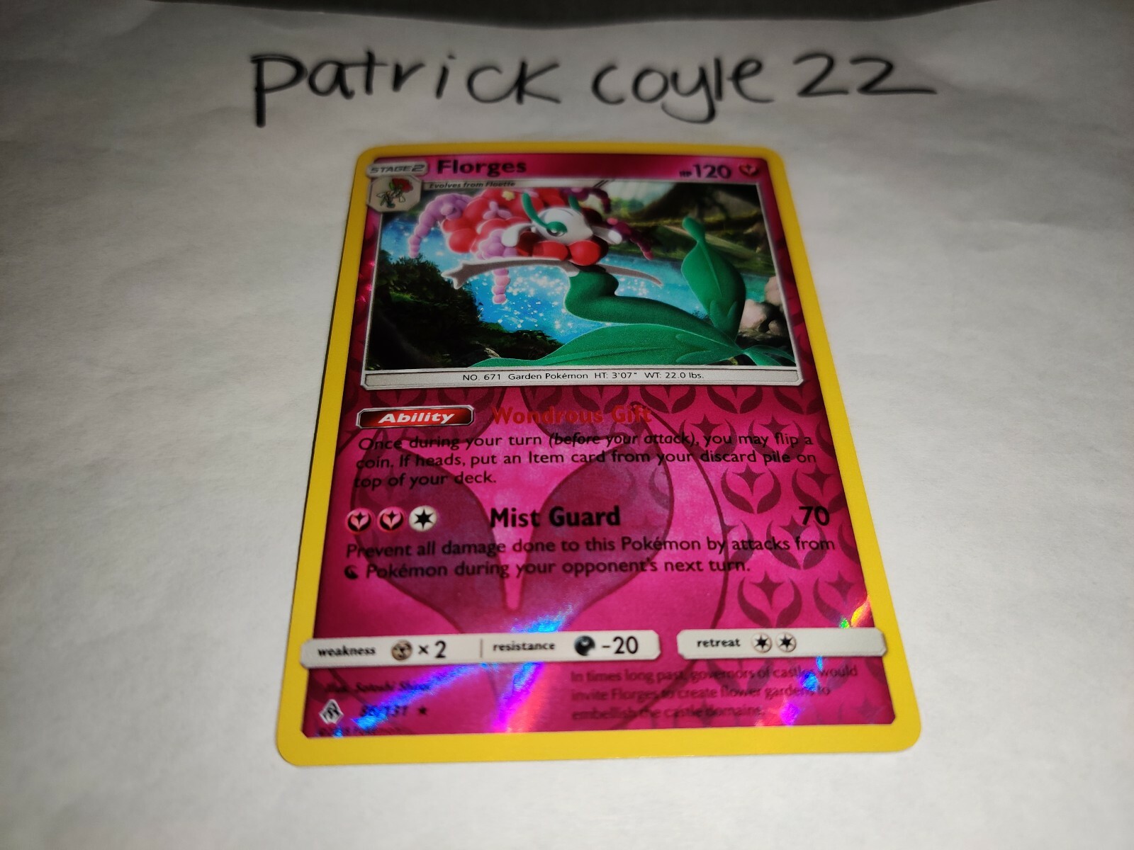 Florges Reverse Holo Rare Sun & Moon Forbidden Light 86/131 NM