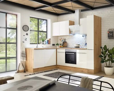 Küche Küchenzeile Winkelküche Marleen Premium 250 cm Weiß Artisan Eiche Respekta - Bild 1 von 4