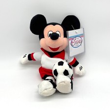 Vintage Disney Store Soccer Mickey Mouse Beanie Plush NWT Stuffed Animal