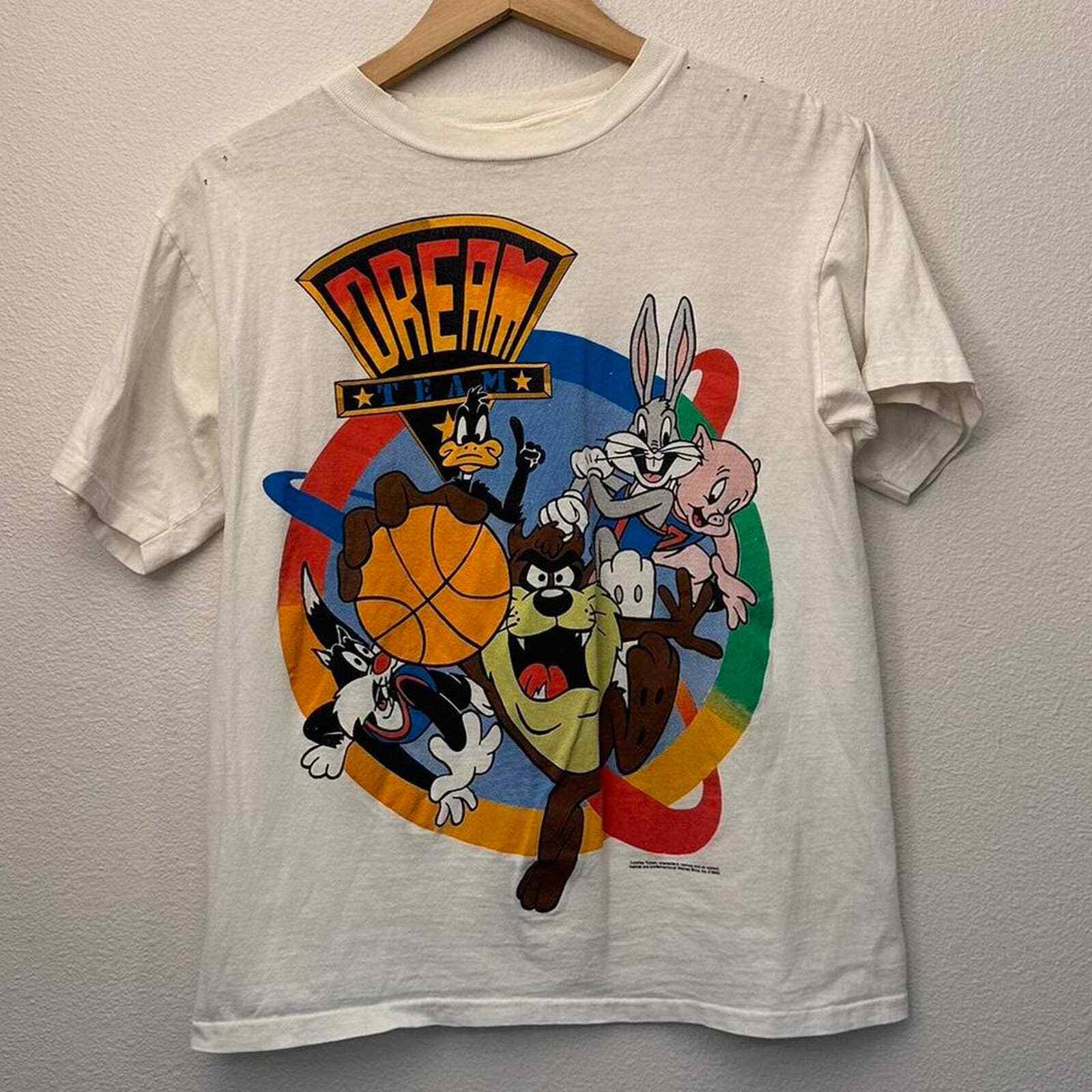ALTRA T shirt da basket vintage anni '90 1992 Looney Tunes Dream Team