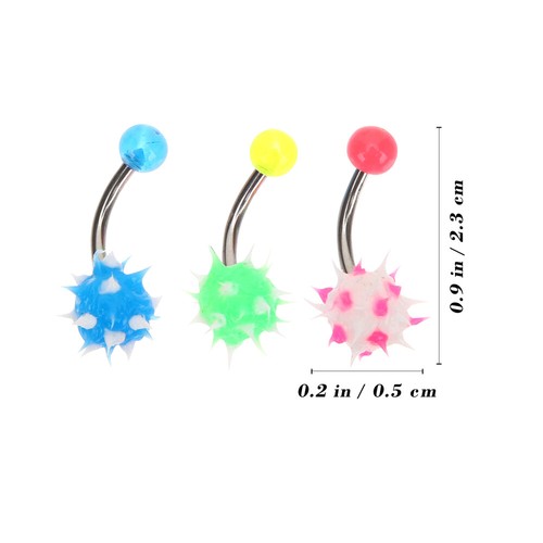 3 Count Hair Ball Navel Nail Piercing Piercings Body Jewelry Belly