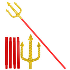 TRIDENTE FORCONE SPIRALE ORO ABBATTIBILE 137 CM ACCESSORI DIAVOLO PER HALLOWEEN