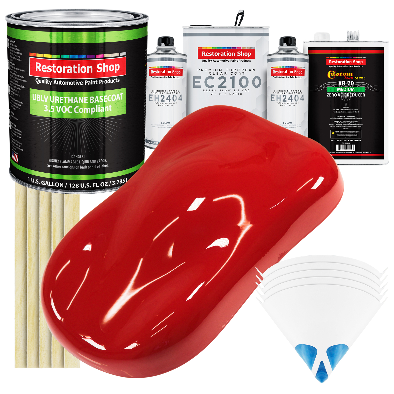 Rally Red Low VOC Urethane Basecoat Gallon Kit with European Clear Coat