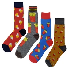 NWT Fry Dress Socks 4 Pack Novelty Men 8-12 Crazy Fun Sockfly