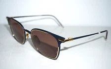 New THOM BROWNE TB-102-C-T-NVY-GLD Navy/Gold Authentic Sunglasses