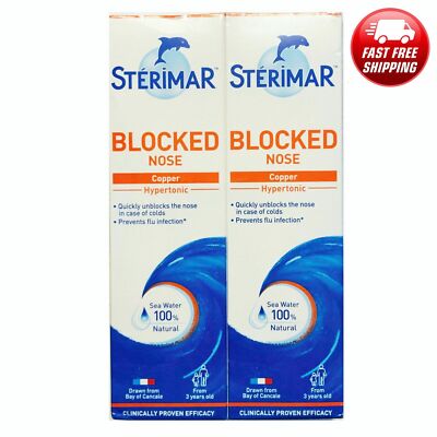 Sterimar Nez Bouche Blocked Nose 100 ML x 2 Cans. 2 Pack.  EXP. 11/2027