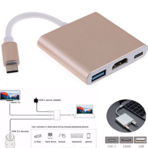 Type-C to 1080P HDMI USB 3IN1 HD USB 3.0 HUB USB-C Charging Port Adapter DI 4K - Picture 1 of 15