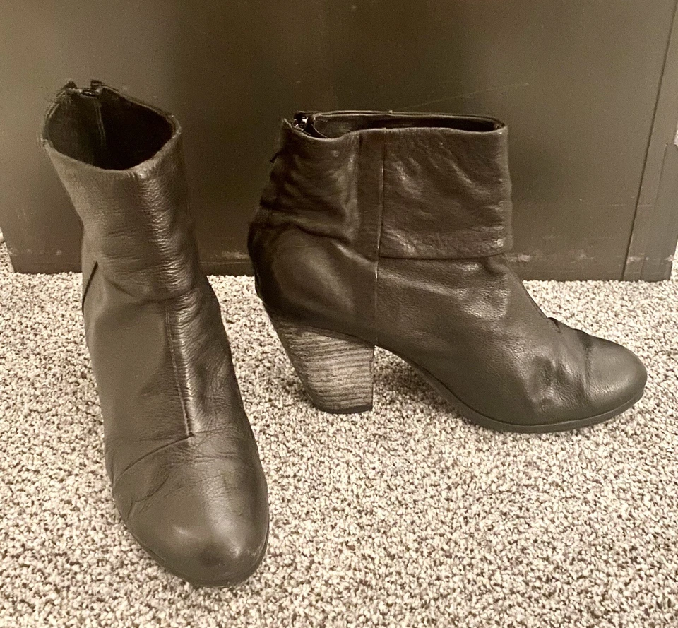 Botines RAG & BONE Talla 39.5 9 Cuero Negro Gris Tacón Bloque R $495 Foto 4 de 4