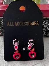 New Lot Of 2 Packs Kids Girls Pink Earrings 4 Pairs Multicolor