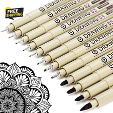 Muchcute Micro Fineliner Drawing Art Pens: 12 Black Fine Line Waterproof Ink Set