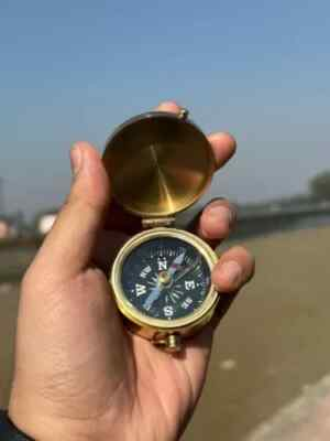 #ad Antique Military Nautical Compass Brass Vintage WWII military Pocket Compass $19.67