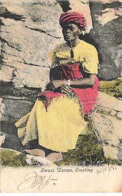 Tanzania - Swazi woman, tuxedo - old woman smoking