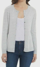 NEW JONES NEW YORK CLASSIC BUTTON FRONT GRAY CARDIGAN SWEATER Size XL